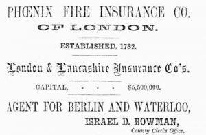 Israel D. Bowman advertisement 1867
