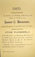 Funeral Card of Isaac L. Bowman