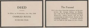 Charles Buuck Funeral Card