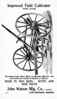 Improved Field Cultivator manufactured by John Watson Manufacturing Co.