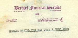 Bechtel Funeral Service invoice