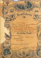 Baptismal certificate of Valentine Albert Pfeffer