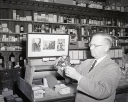 Robert McIntyre Phin in 1959 in his store in Hespeler