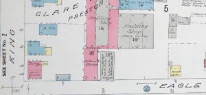 1910 Insurance Map showing the blacksmith shop.