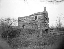 Side view of Thomas Smith log house