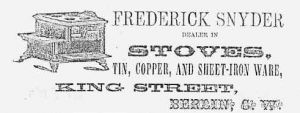 Frederick Snyder's stove and tin smithing business 1867