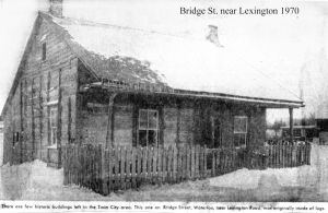 Bridge Street, Waterloo Log House - from 'The Kitchener-Waterloo Record Feb 1970