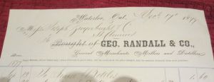 George Randall & Co. Receipt 1877