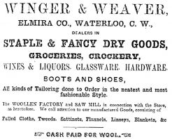 Winger & Weaver Dry Goods Advertisement 1867