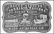 Enoch Ziegler business advertisement 1867, Kitchener, Ontario